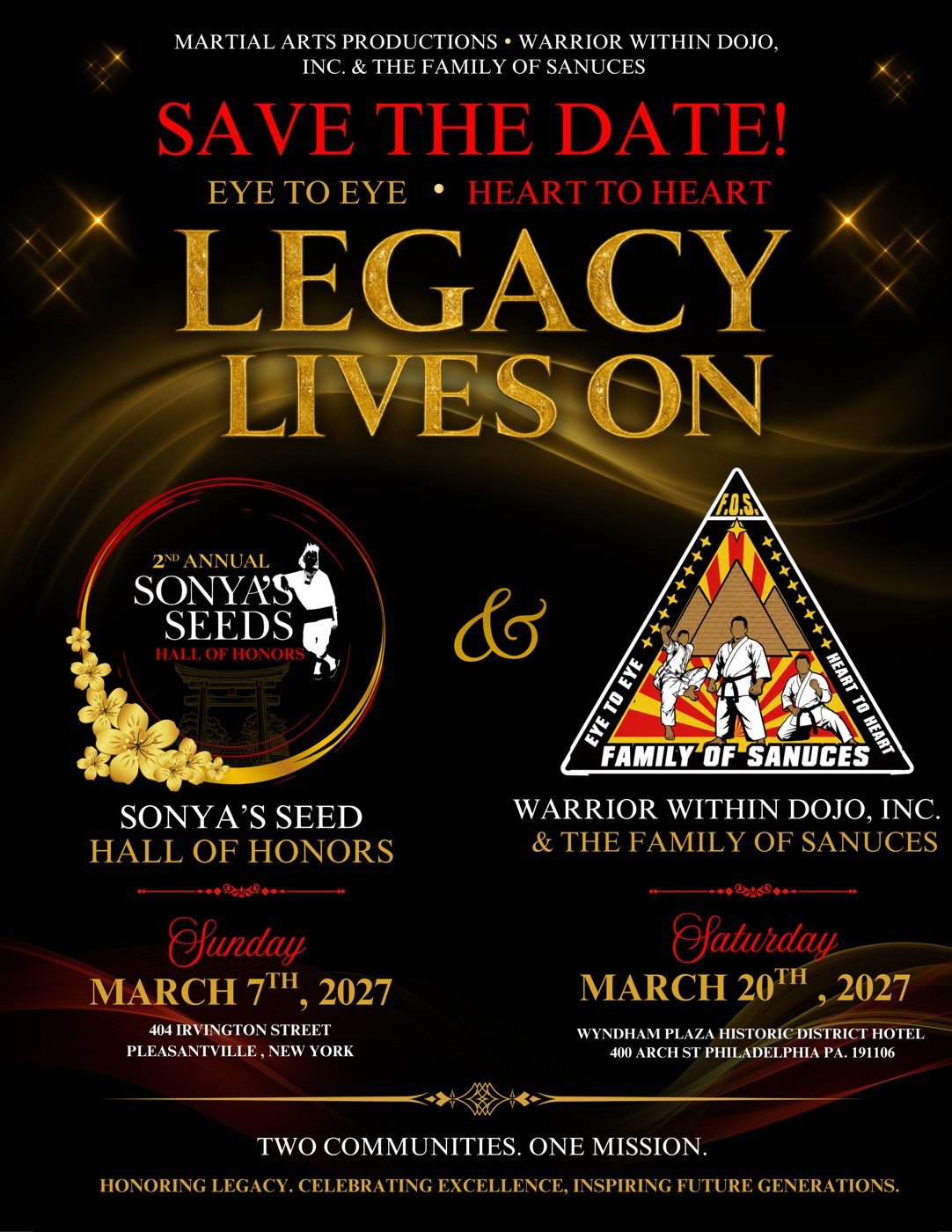 Legacy Lives On Save the Date flyer for March 7 and March 20, 2027